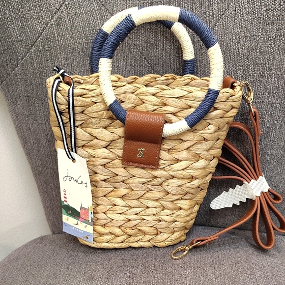 Joules Handbags - Joules Tan and Navy Woven Tote